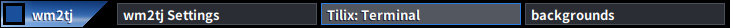 Left end of wm2tj-bar: the tab-shaped menu button and the running applications